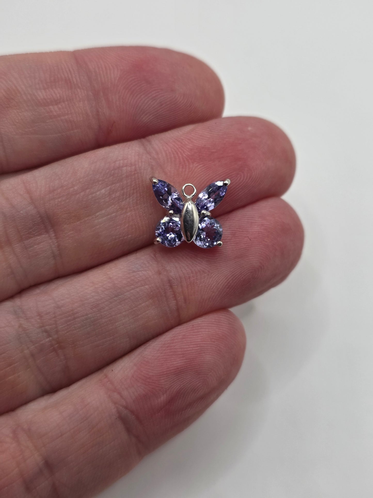 9ct white gold tanzanite butterfly pendant