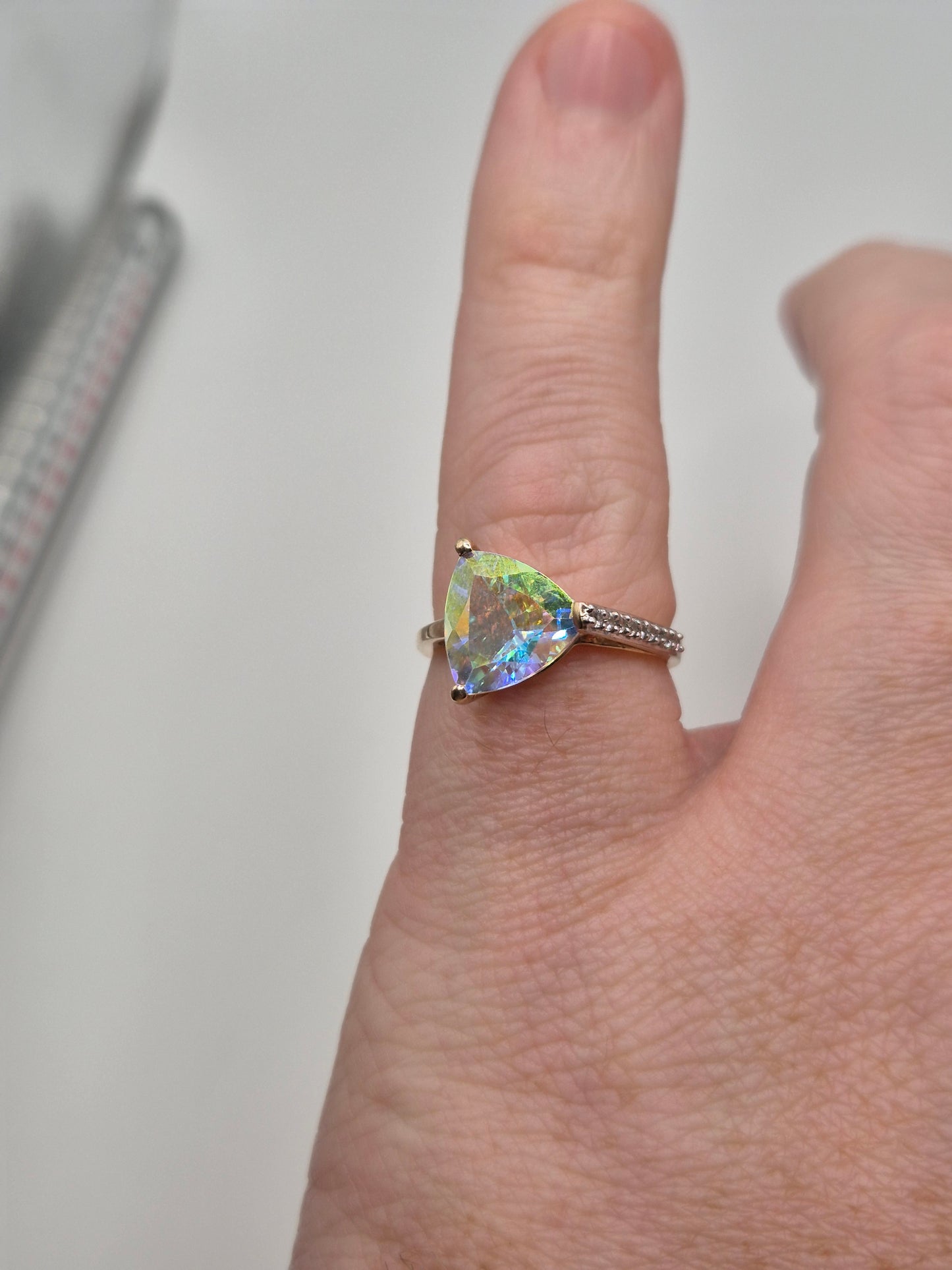 9ct gold coated topaz and white zircon ring