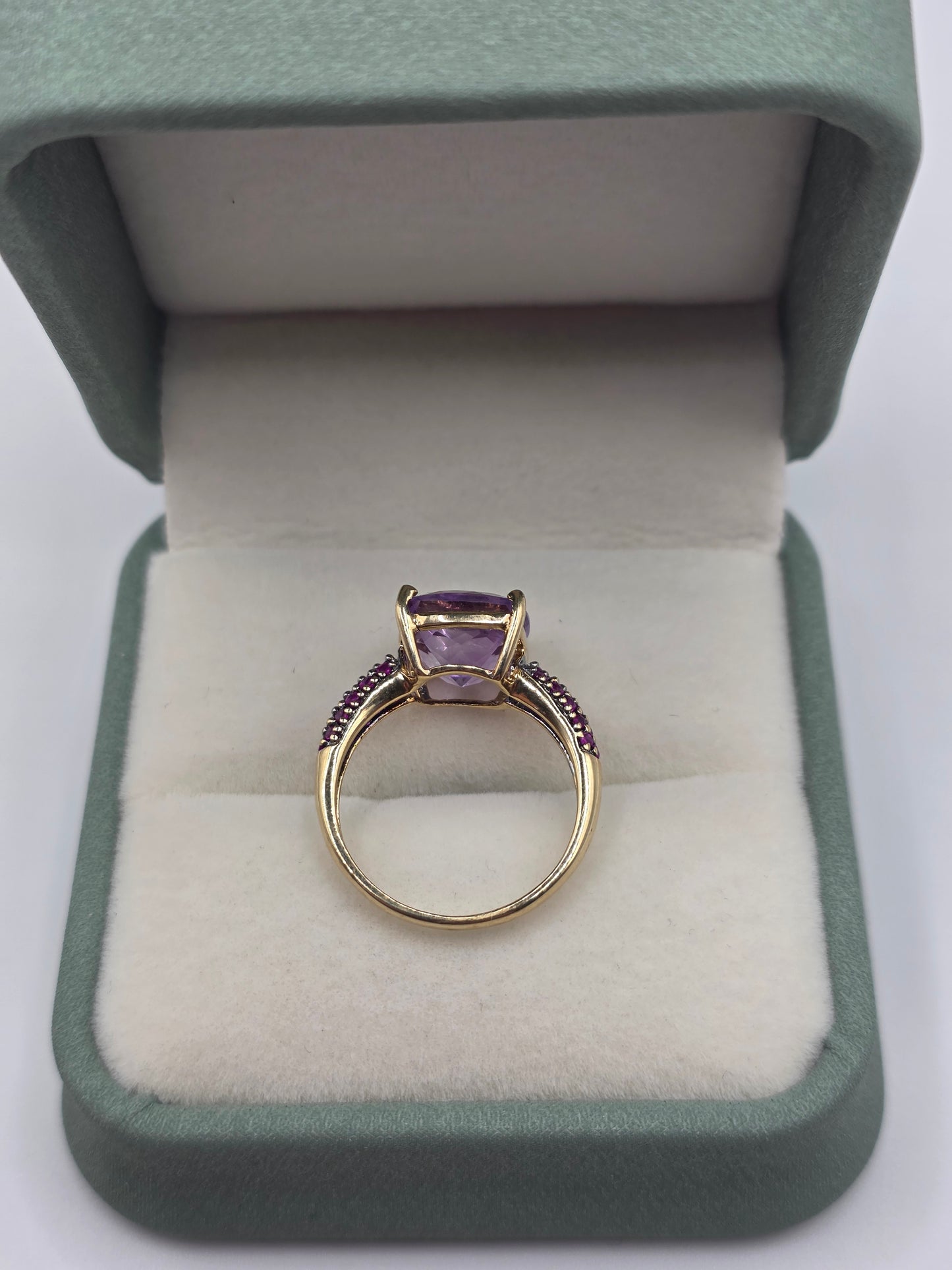 9ct gold amethyst and ruby ring