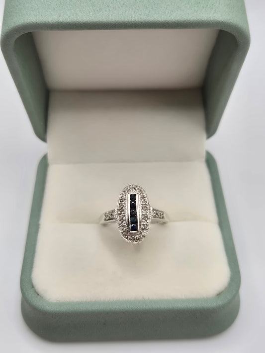 9ct white gold sapphire and diamond ring