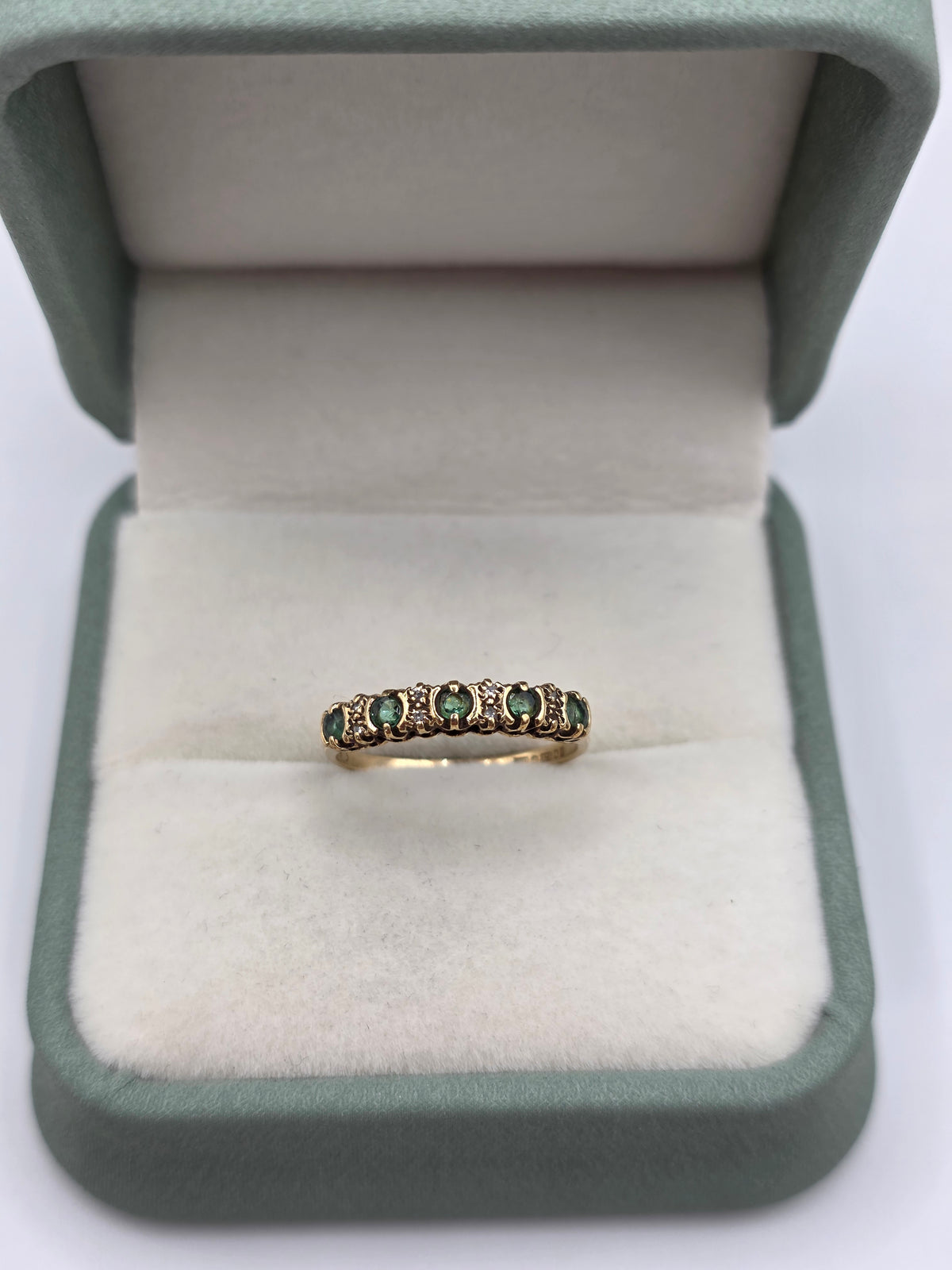 9ct gold emerald and diamond ring