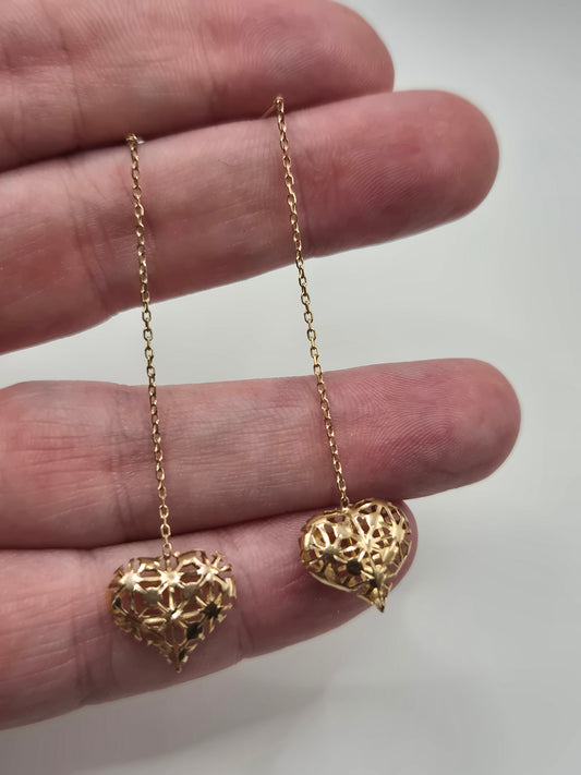 9ct gold heart earrings