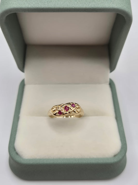 9ct gold ruby gypsy ring