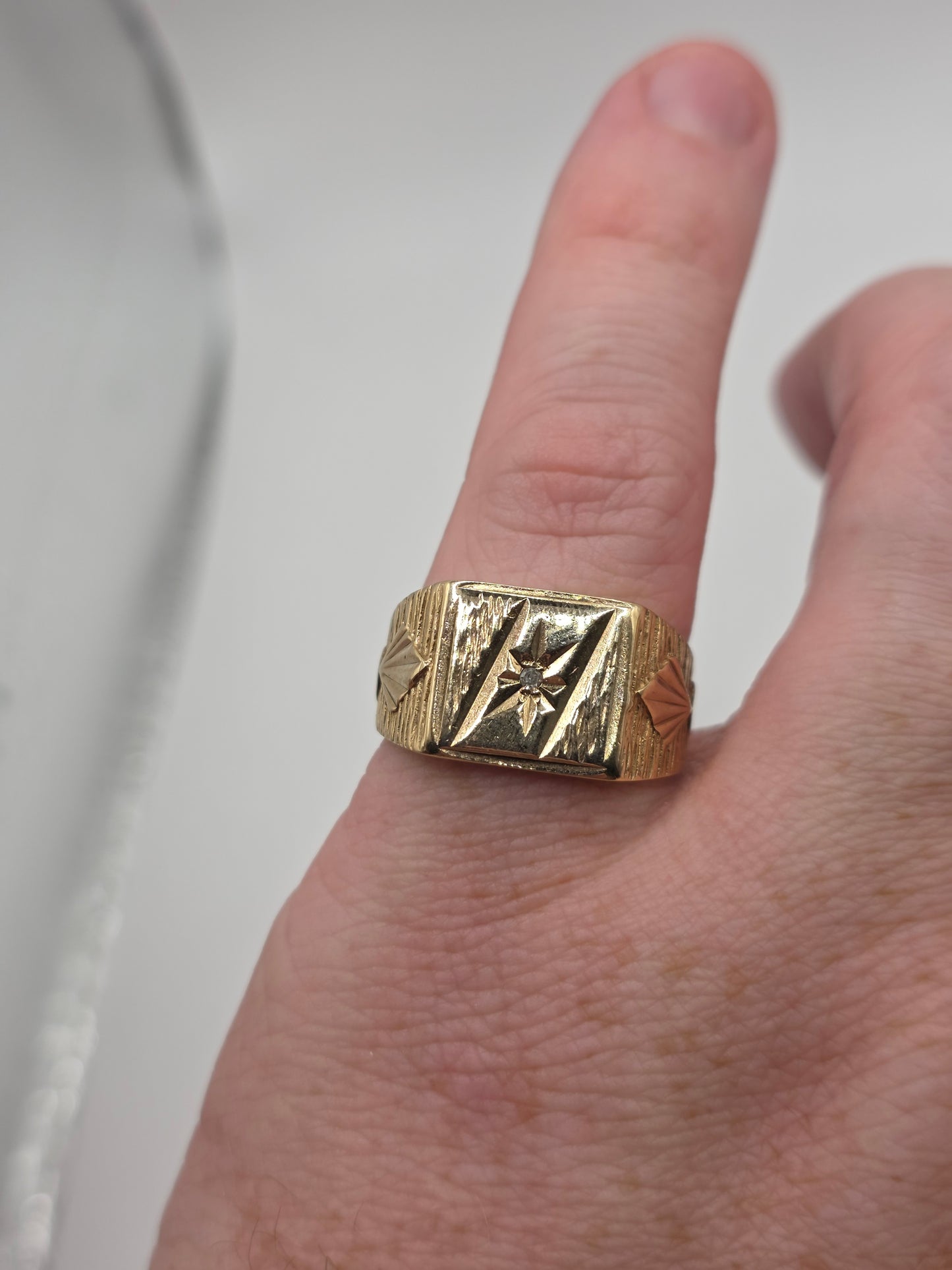 9ct gold diamond signet ring
