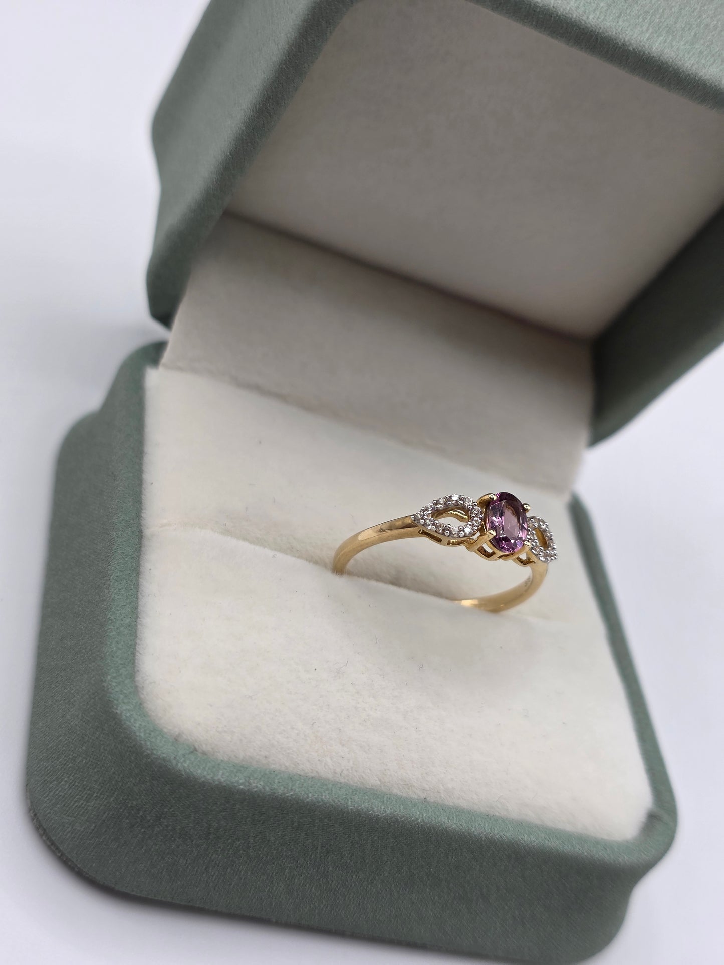 9ct gold tourmaline and zircon ring