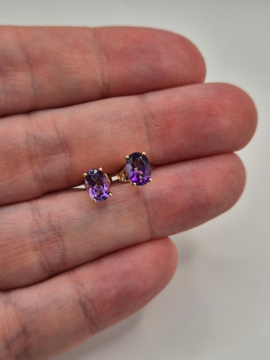 9ct gold amethyst earrings