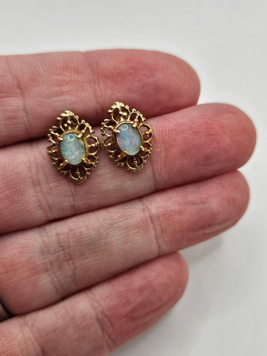 9ct gold opal earrings