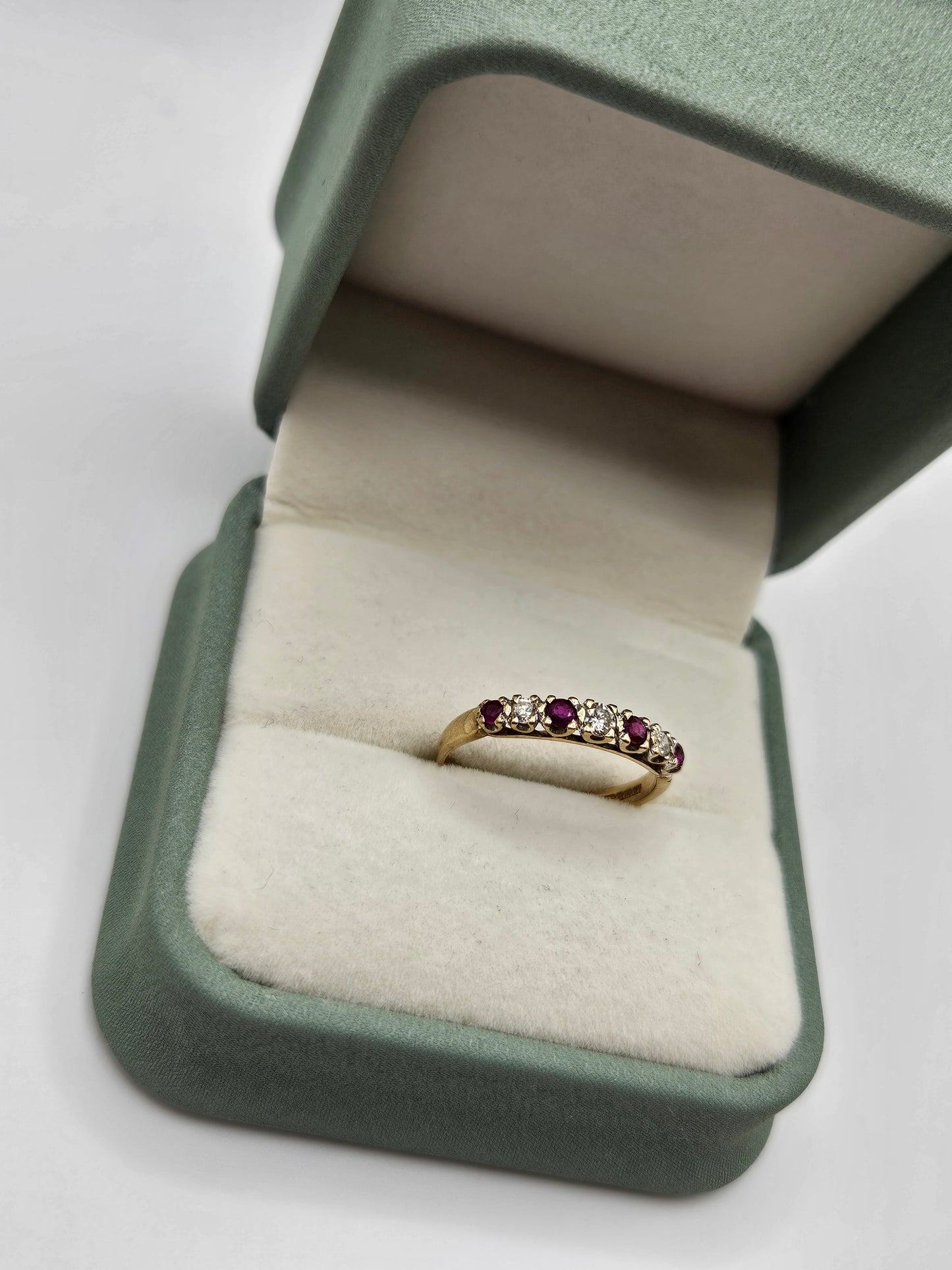 9ct gold ruby and cz ring