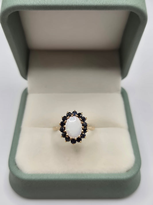 9ct gold opal and sapphire ring