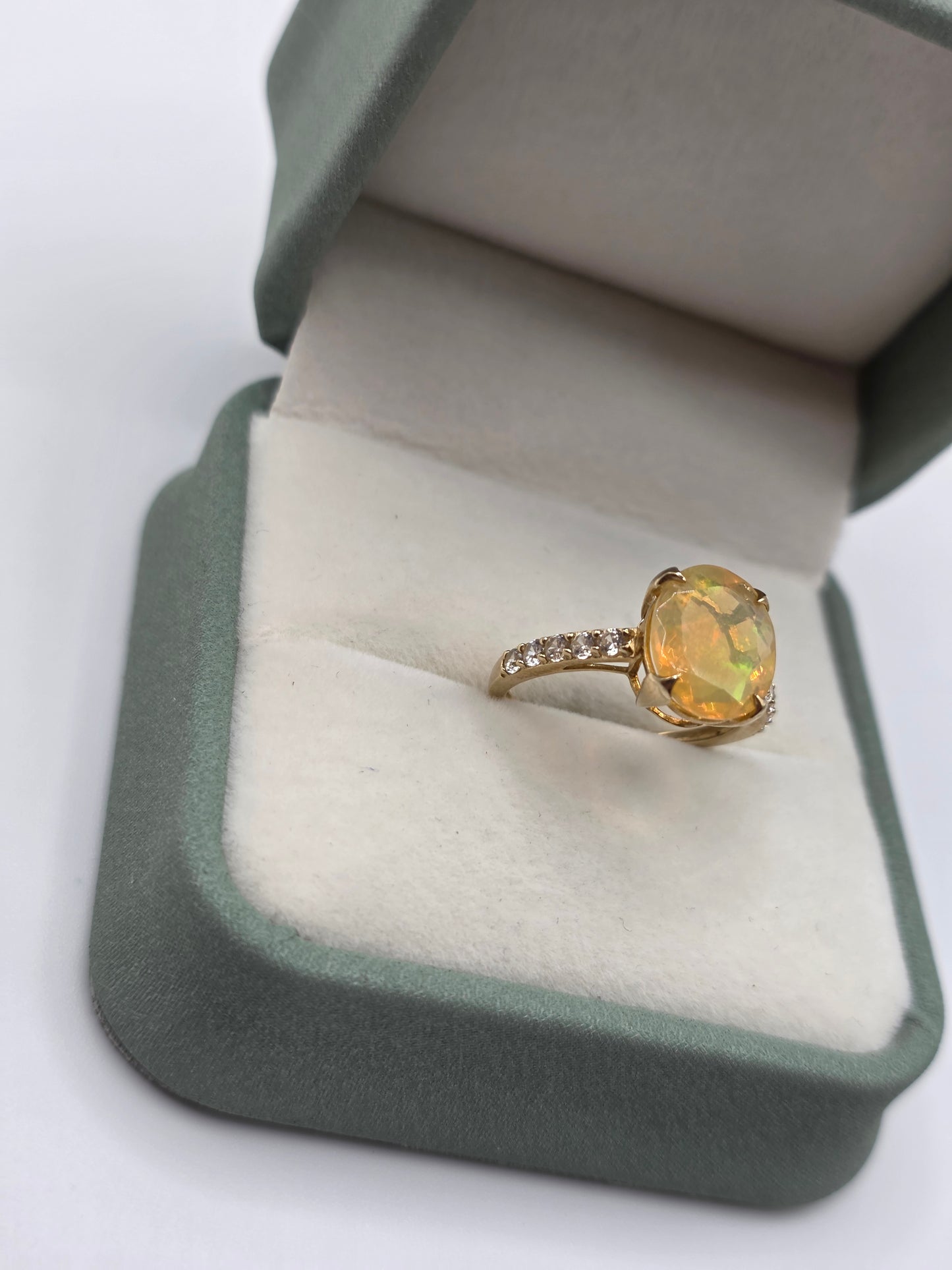 9ct gold opal and zircon ring