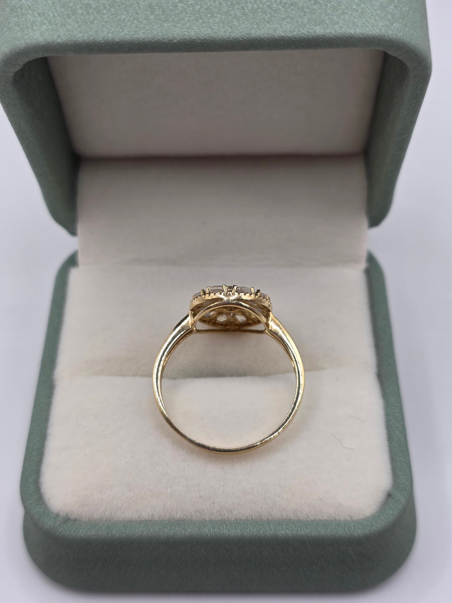 9ct gold aquamarine and moonstone ring