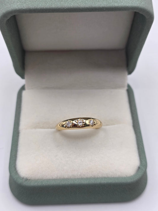 9ct gold cz star gypsy ring