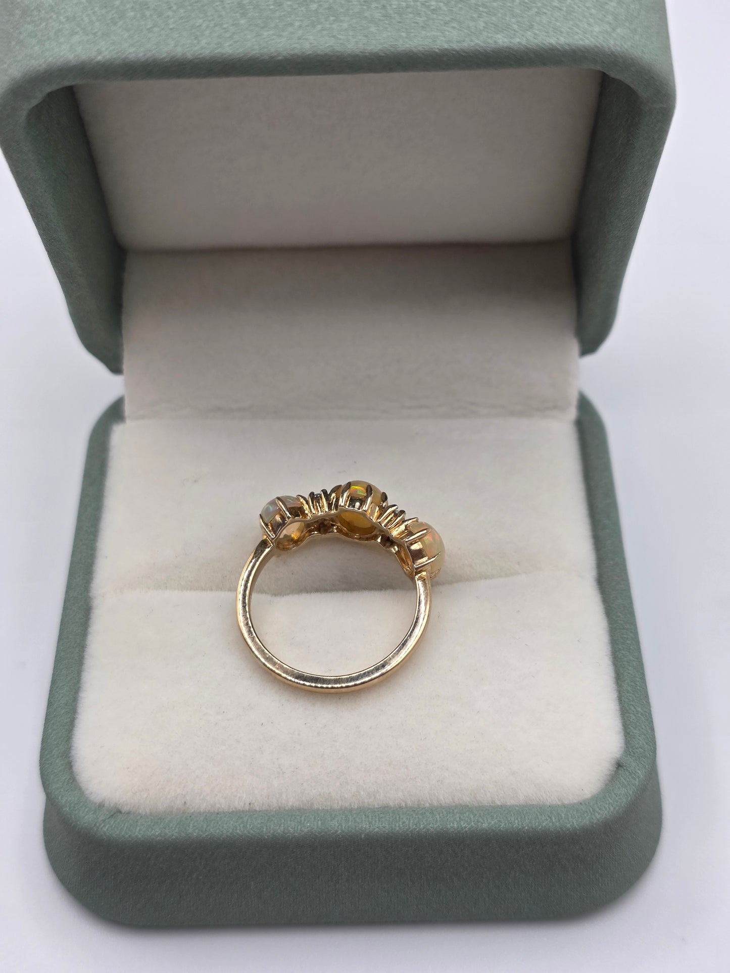 9ct gold opal and white zircon ring