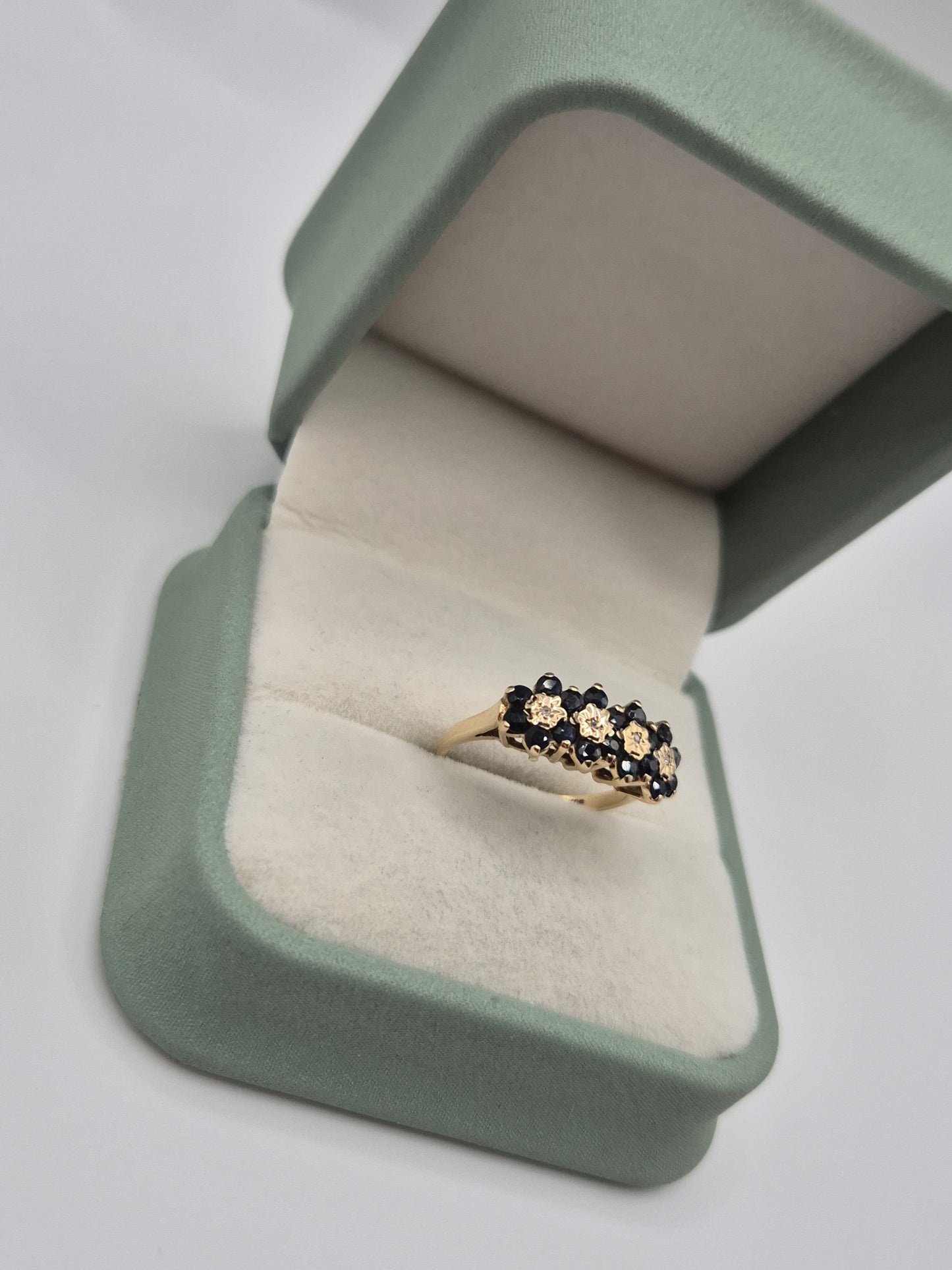 9ct gold sapphire and diamond ring