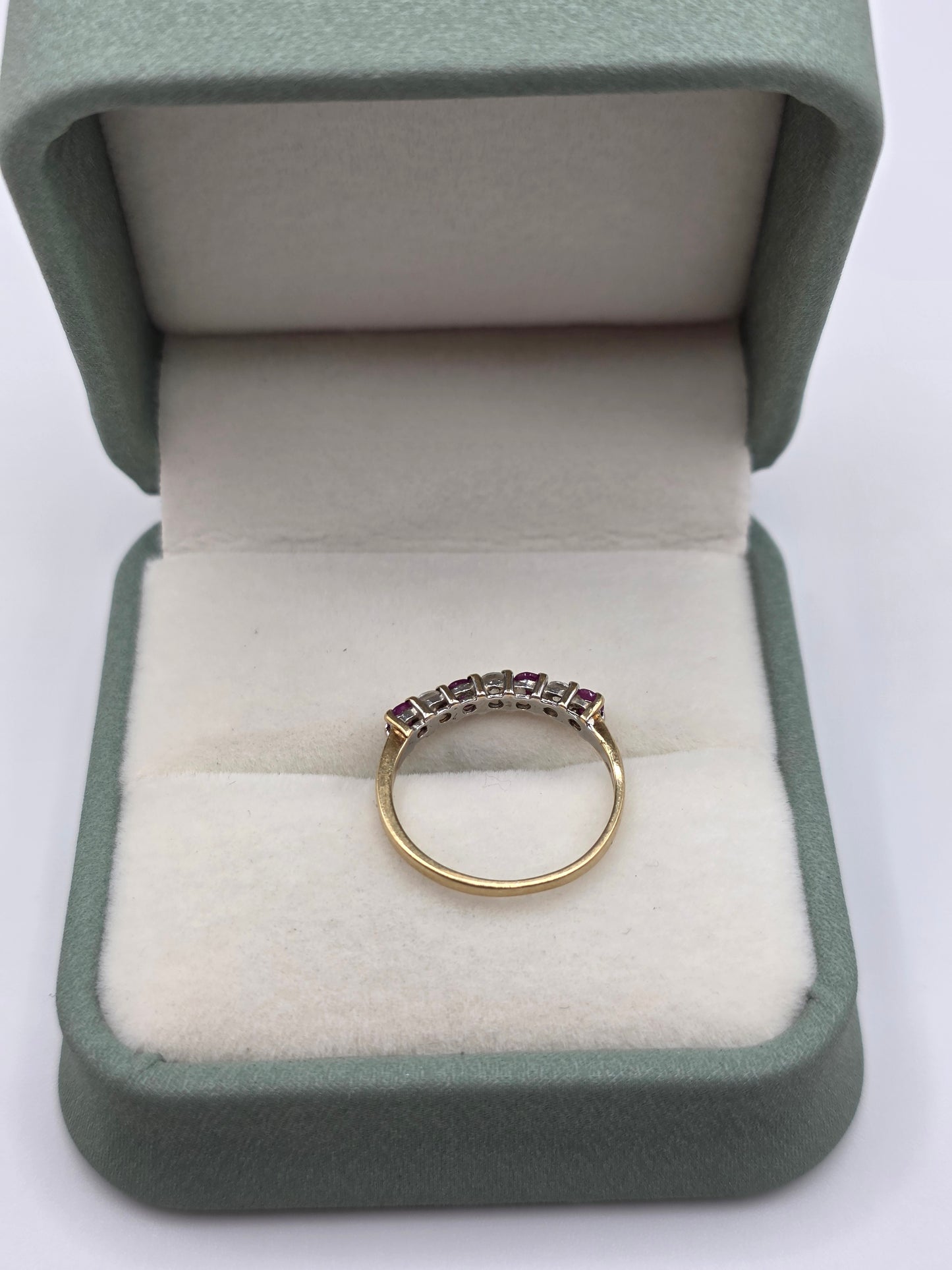 9ct gold ruby and cz ring