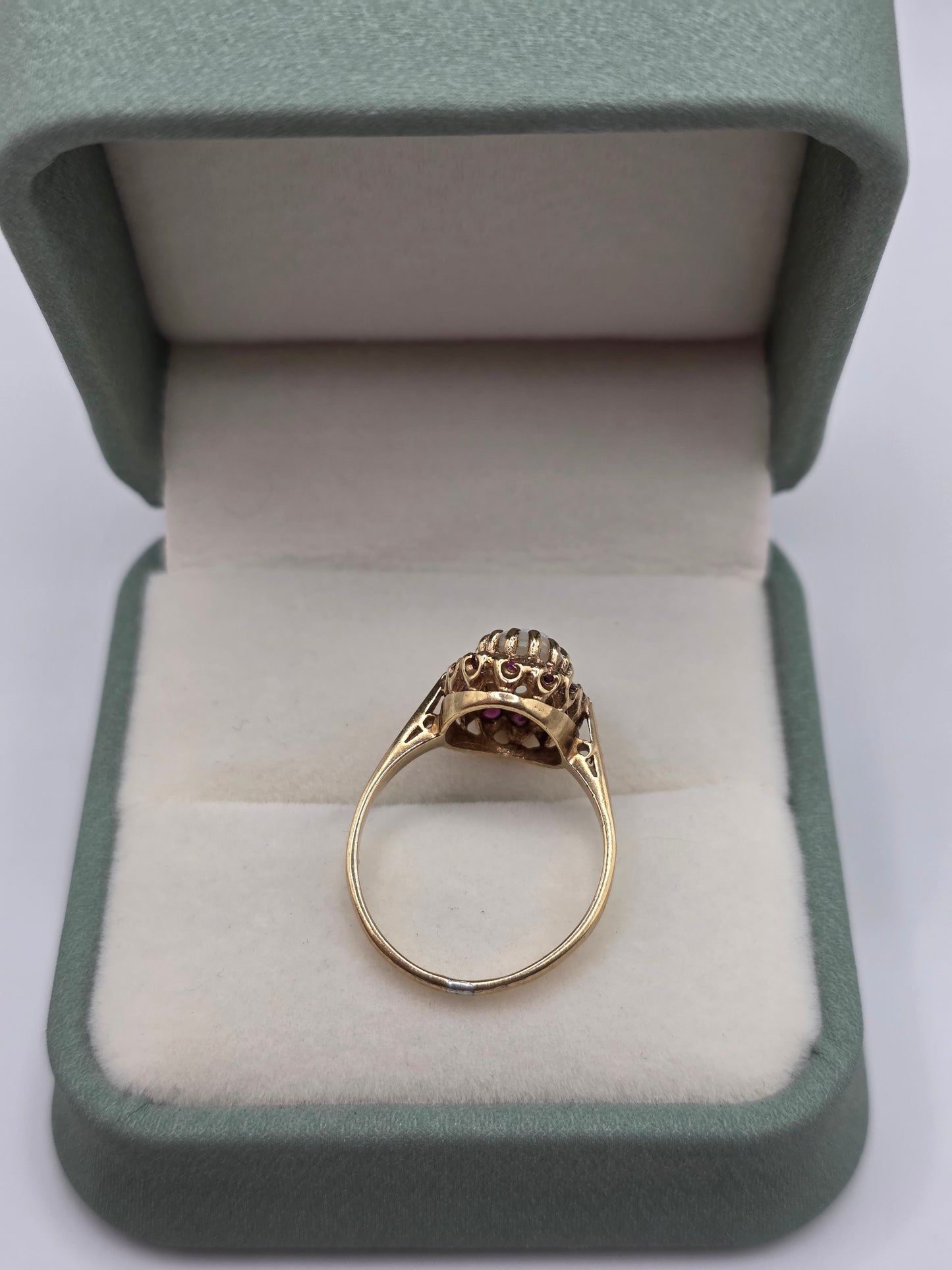 9ct gold opal and ruby ring