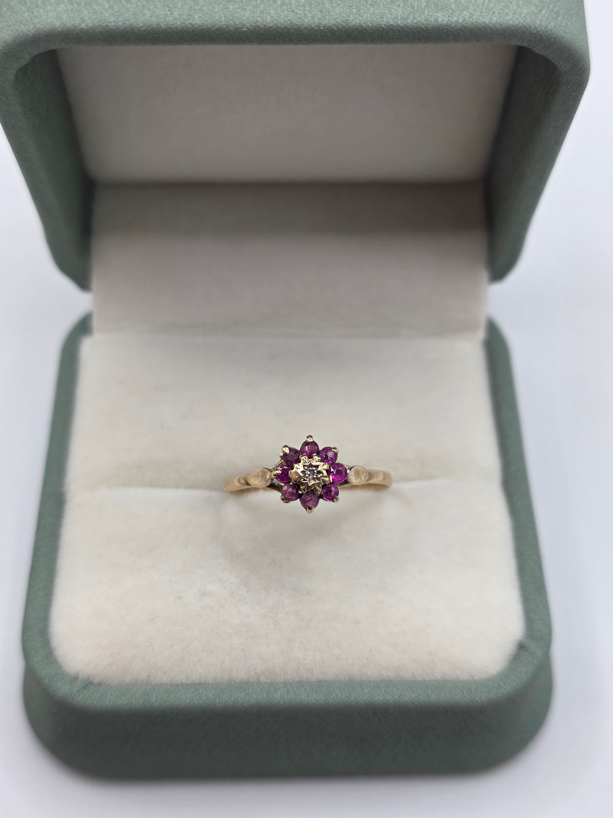 9ct gold ruby and diamond ring