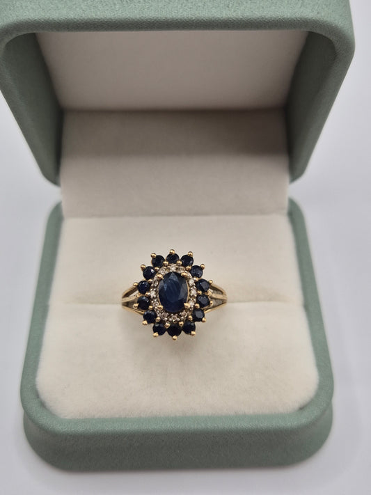 9ct gold sapphire and diamond ring