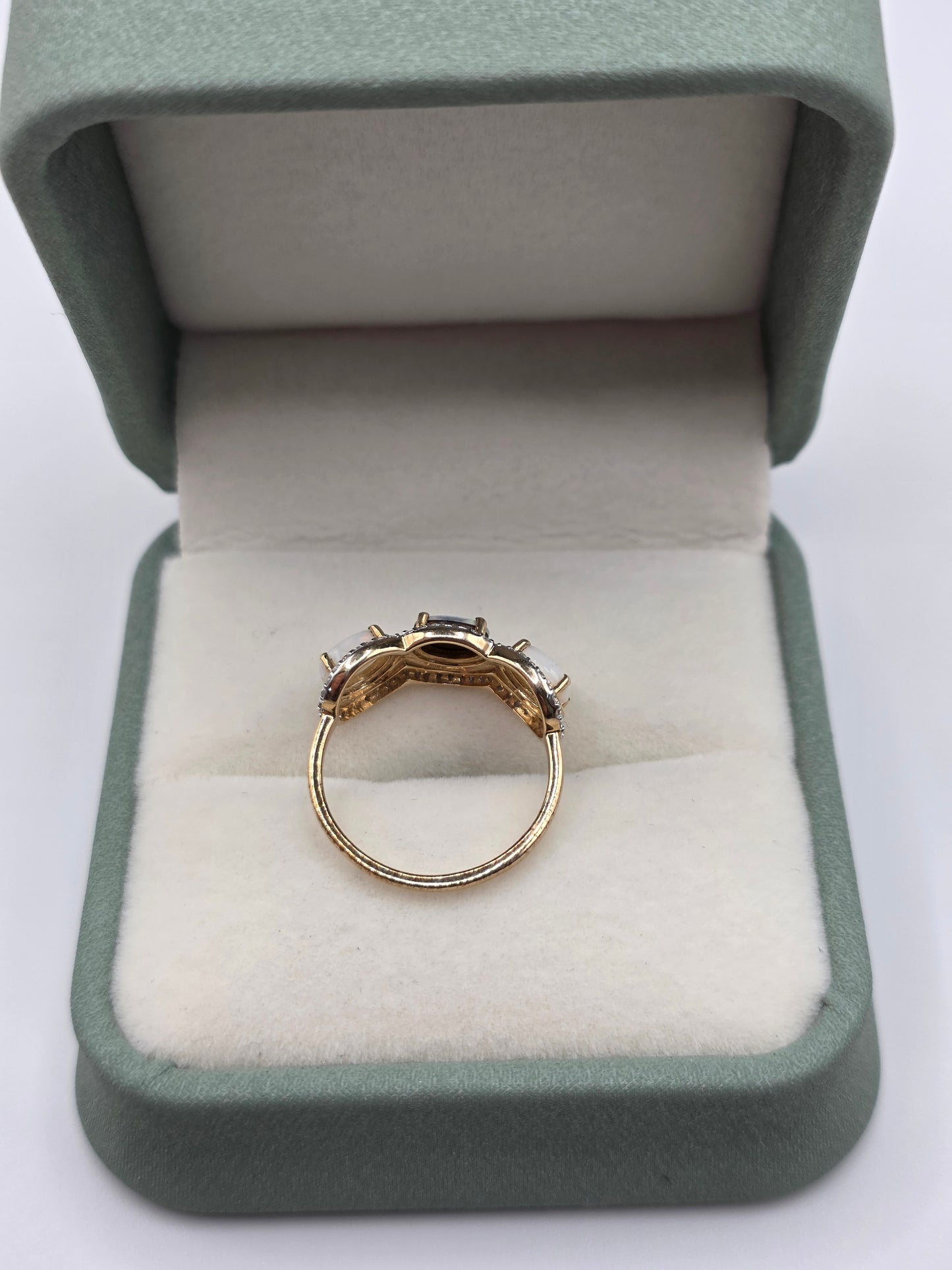 9ct gold opal white zircon ring
