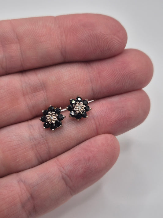 9ct gold sapphire and diamond earrings