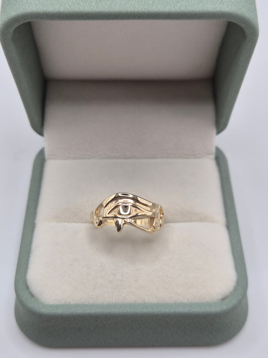 9ct gold eye of horous ring