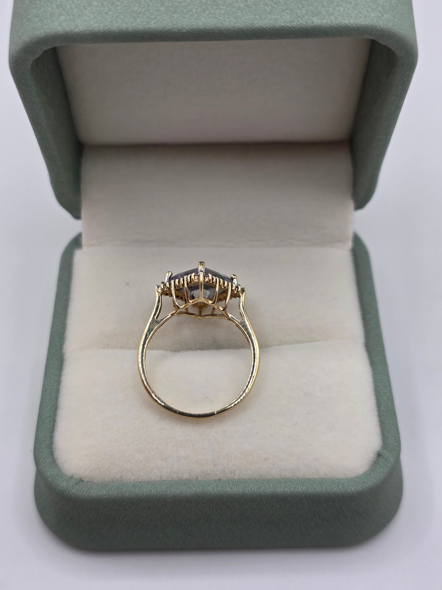 9ct gold mystic topaz and diamond ring