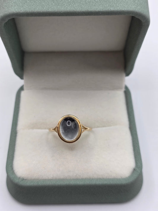 9ct gold rock crystal ring