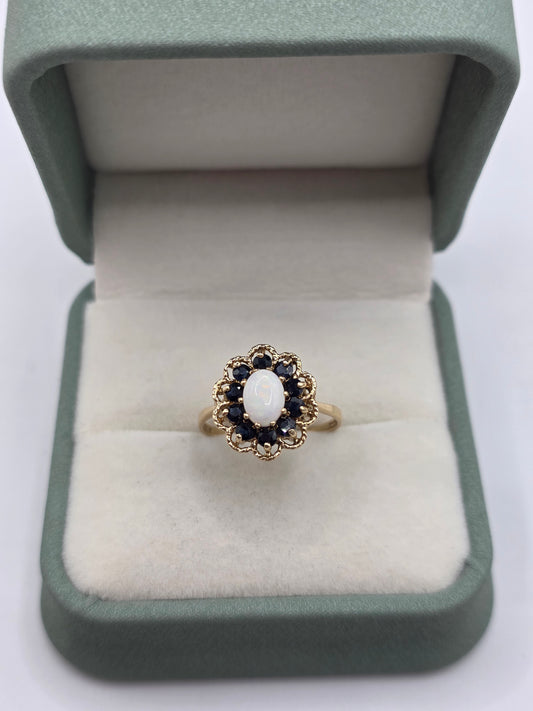 9ct gold opal and sapphire ring
