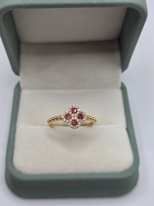 14ct gold cz flower ring
