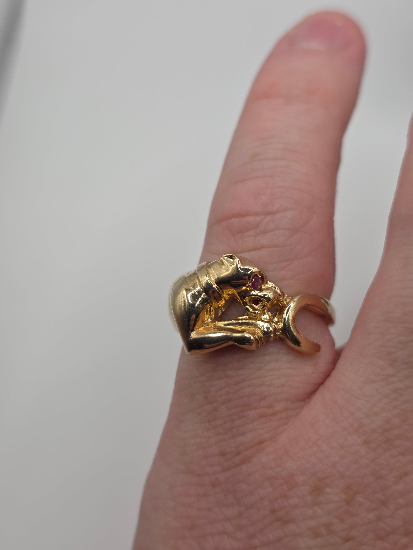 9ct gold ruby panther ring