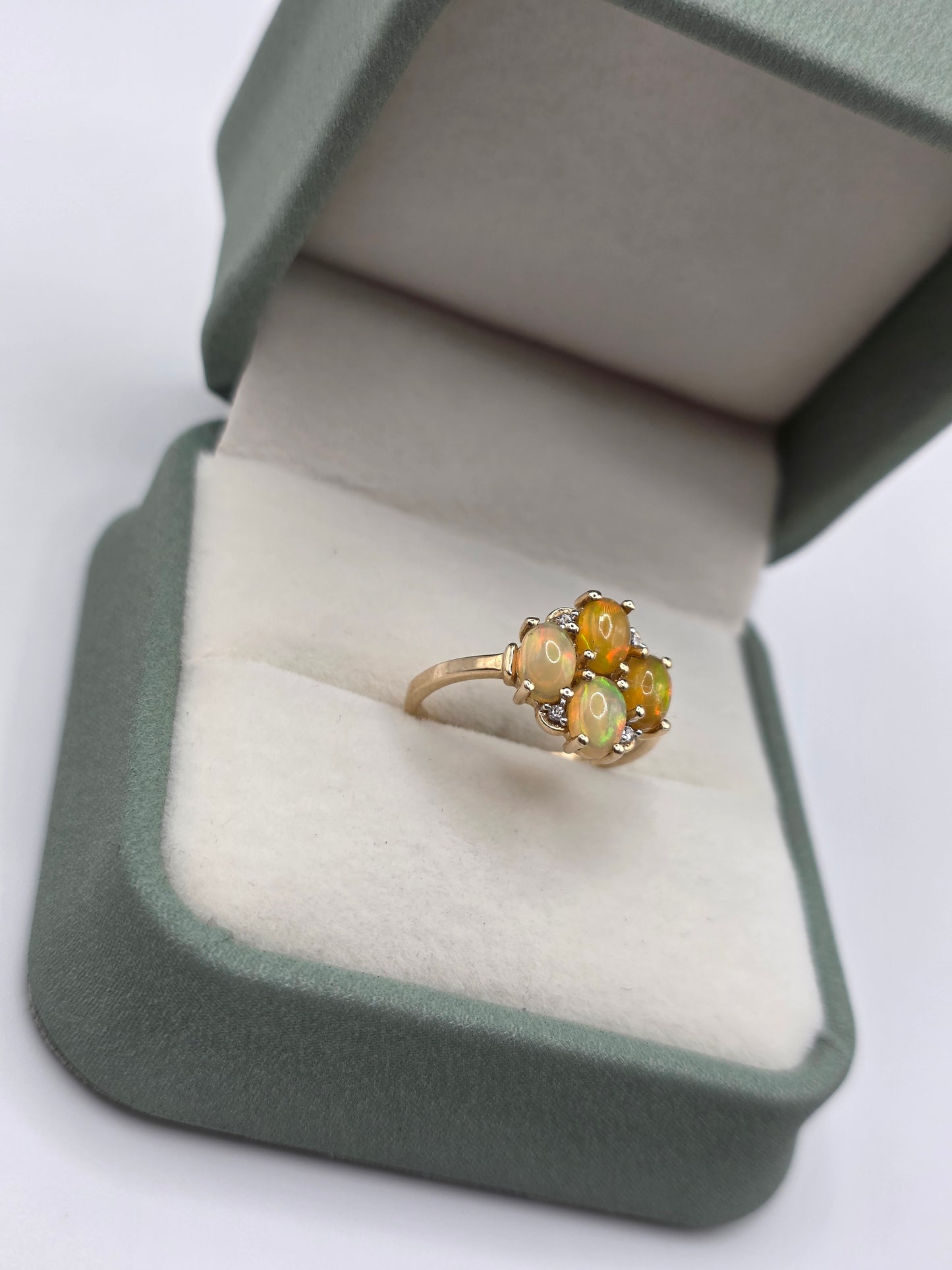 9ct gold opal and zircon ring