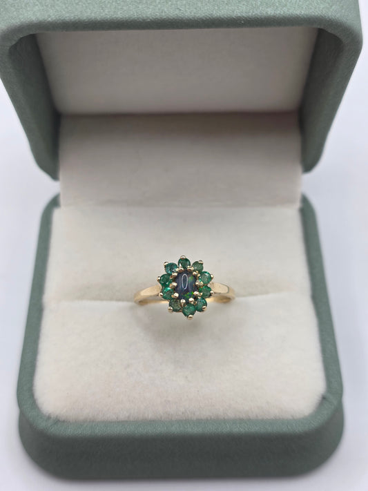 9ct gold opal triplet and emerald ring
