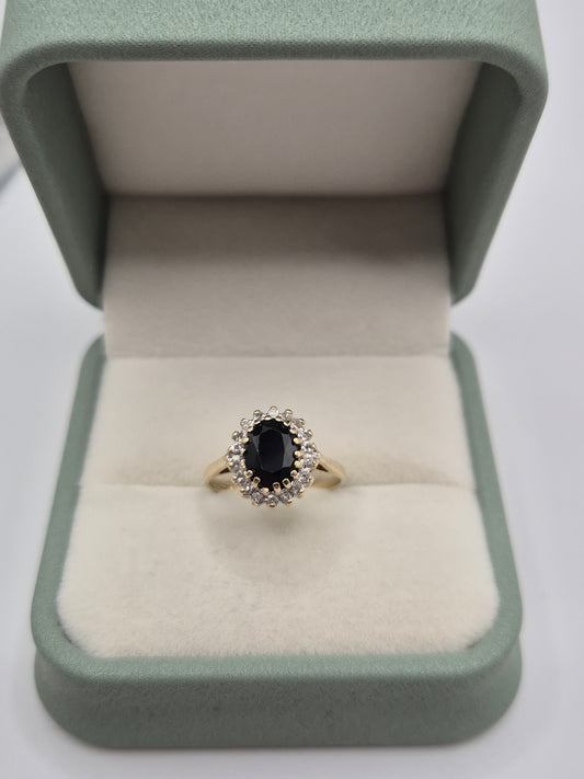 9ct gold sapphire and diamond ring