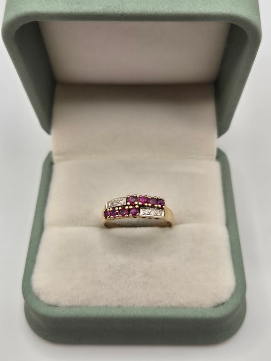 9ct gold ruby and diamond ring