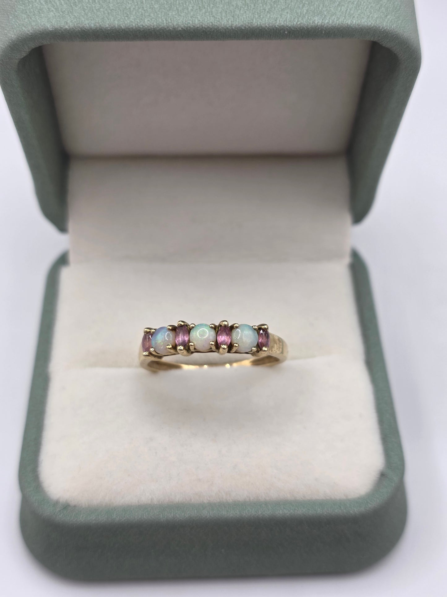 9ct gold opal and tourmaline ring