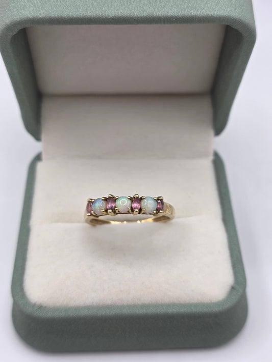 9ct gold opal and tourmaline ring