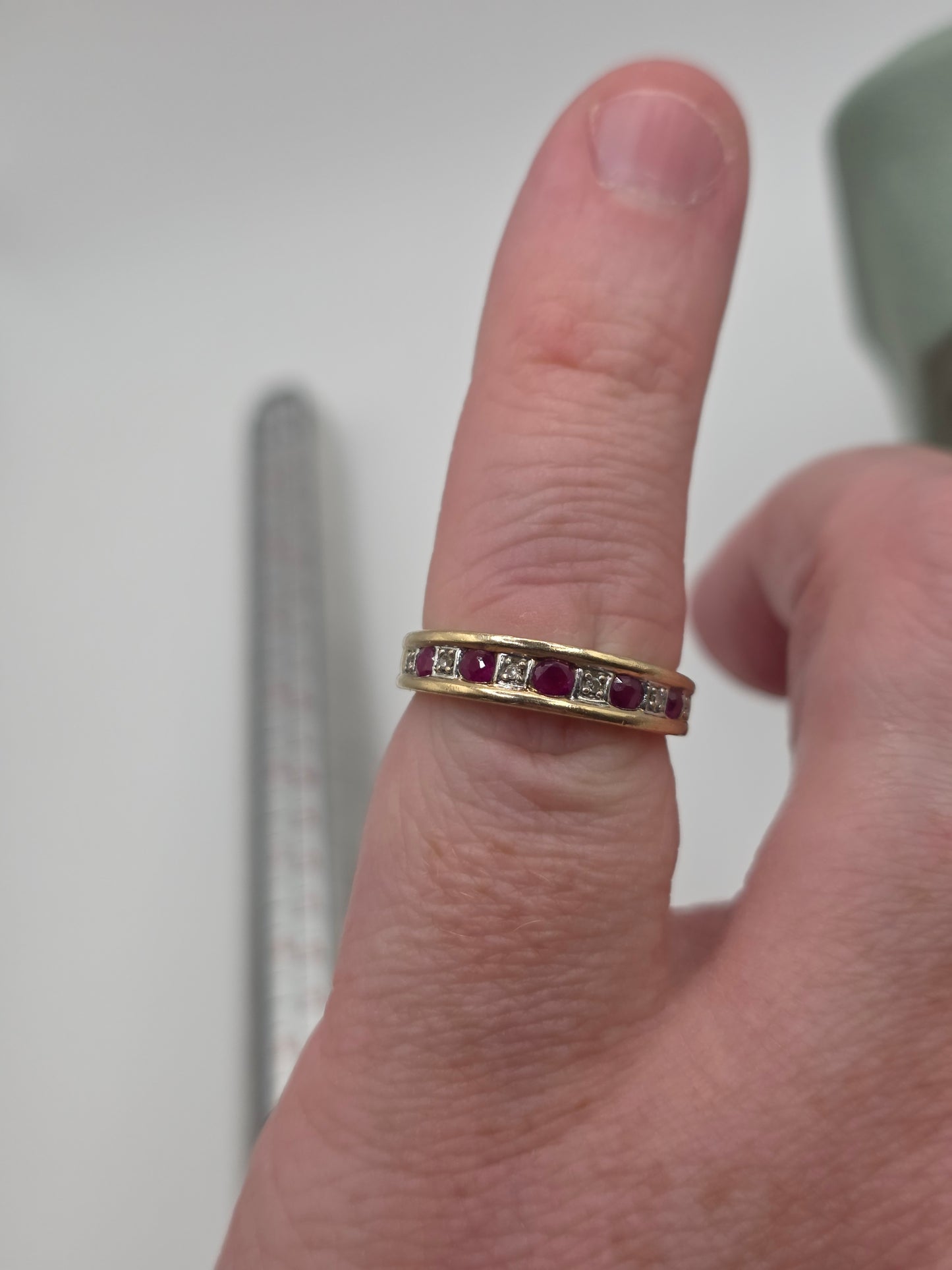 9ct gold ruby and diamond ring
