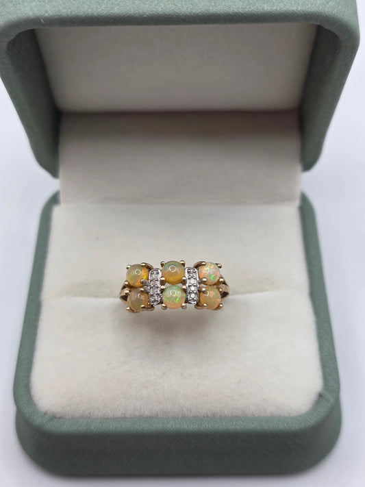 9ct gold opal and diamond ring