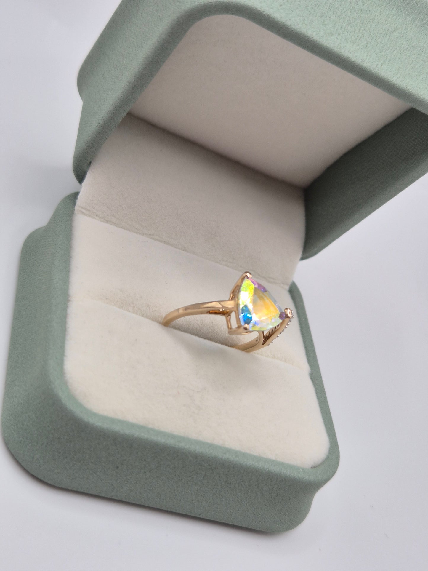 9ct gold coated topaz and white zircon ring