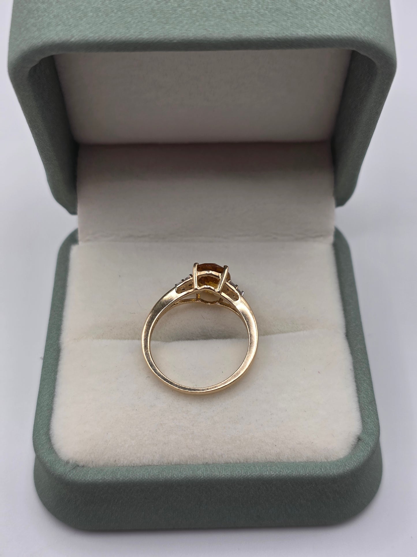 9ct gold citrine and zircon ring