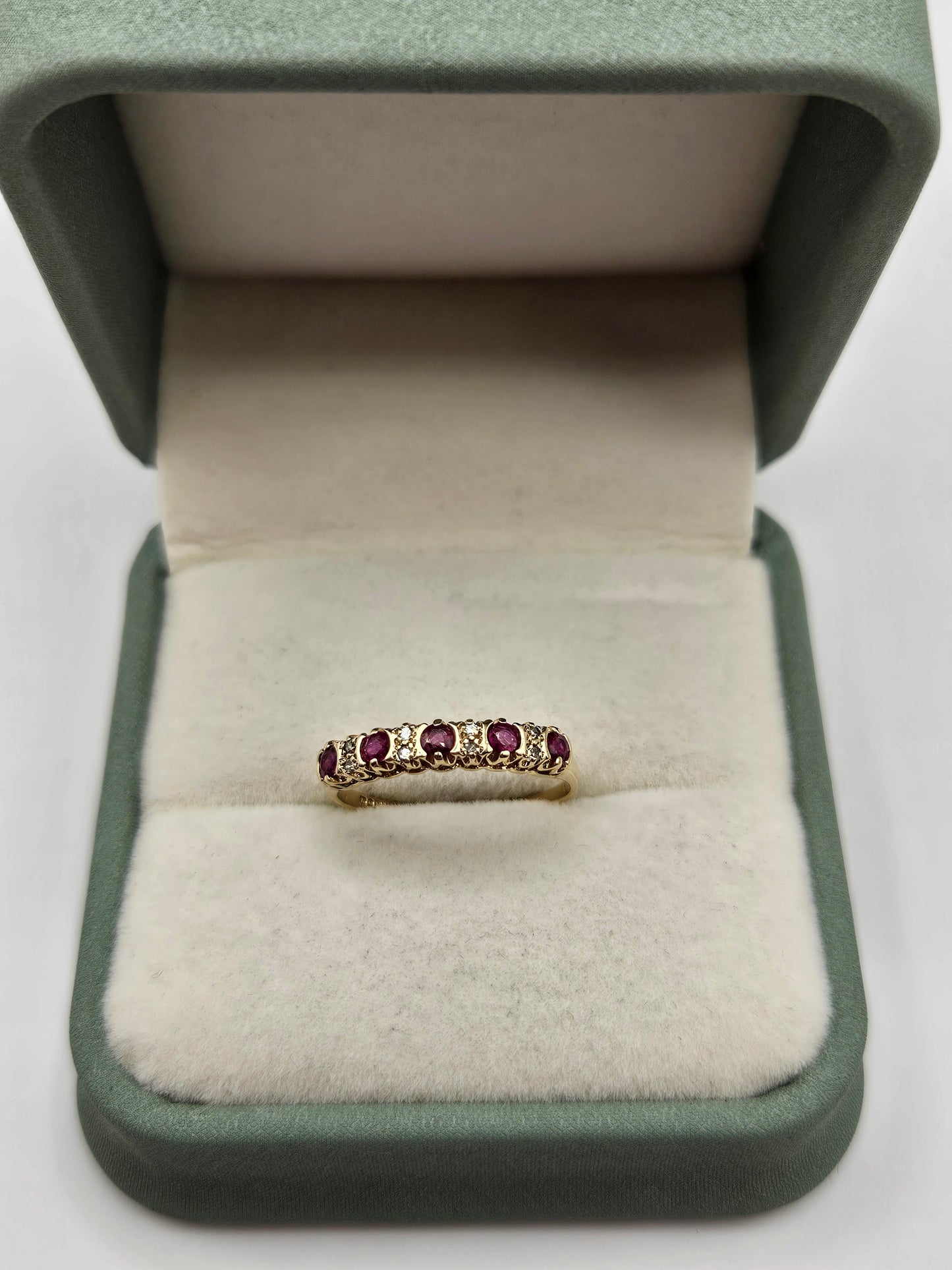 9ct gold ruby and diamond ring