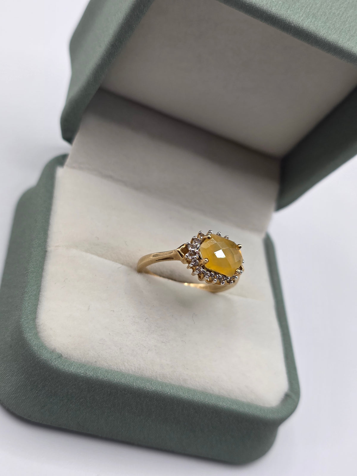 9ct gold opal and white topaz ring