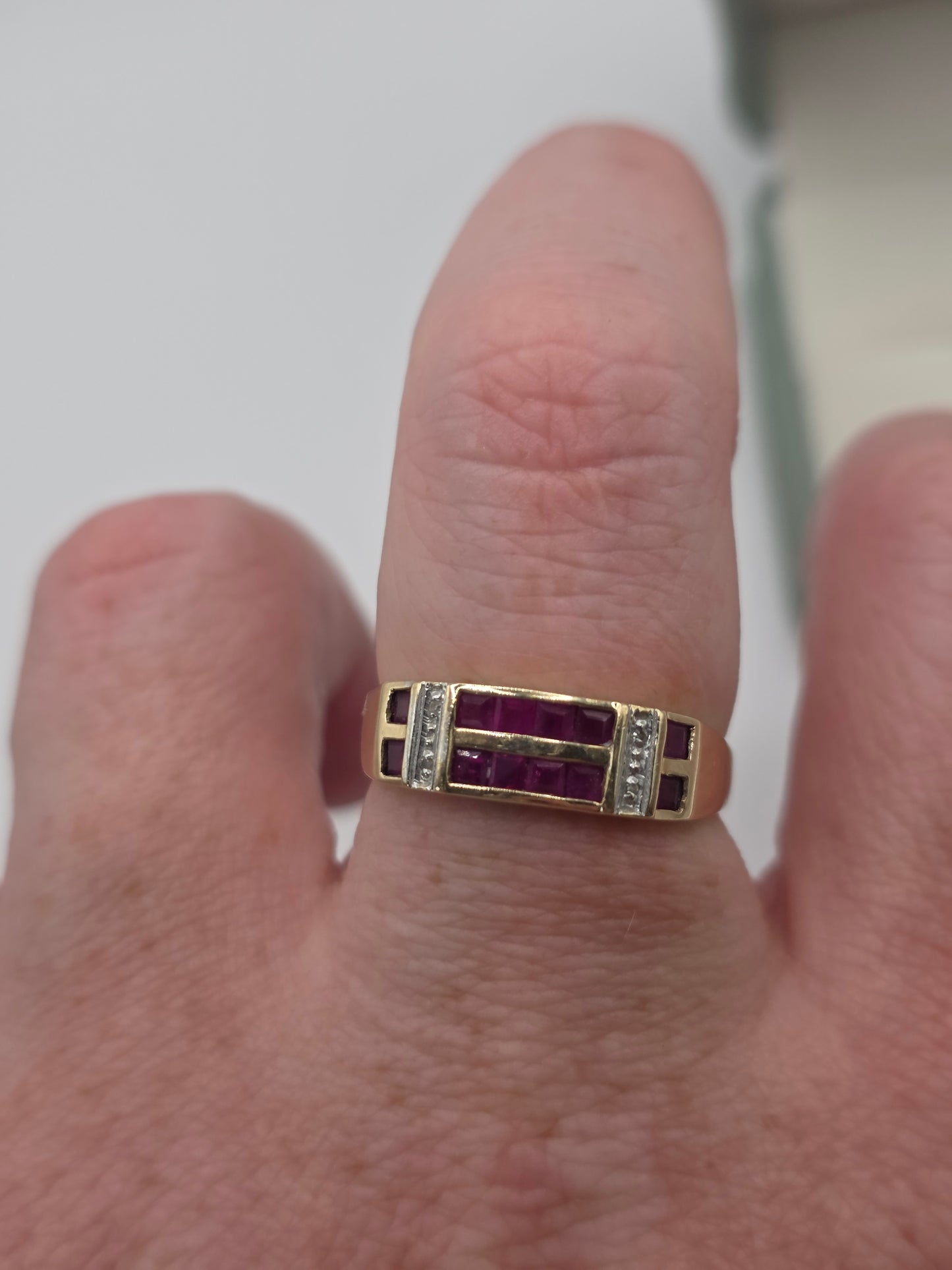 9ct gold ruby and diamond ring