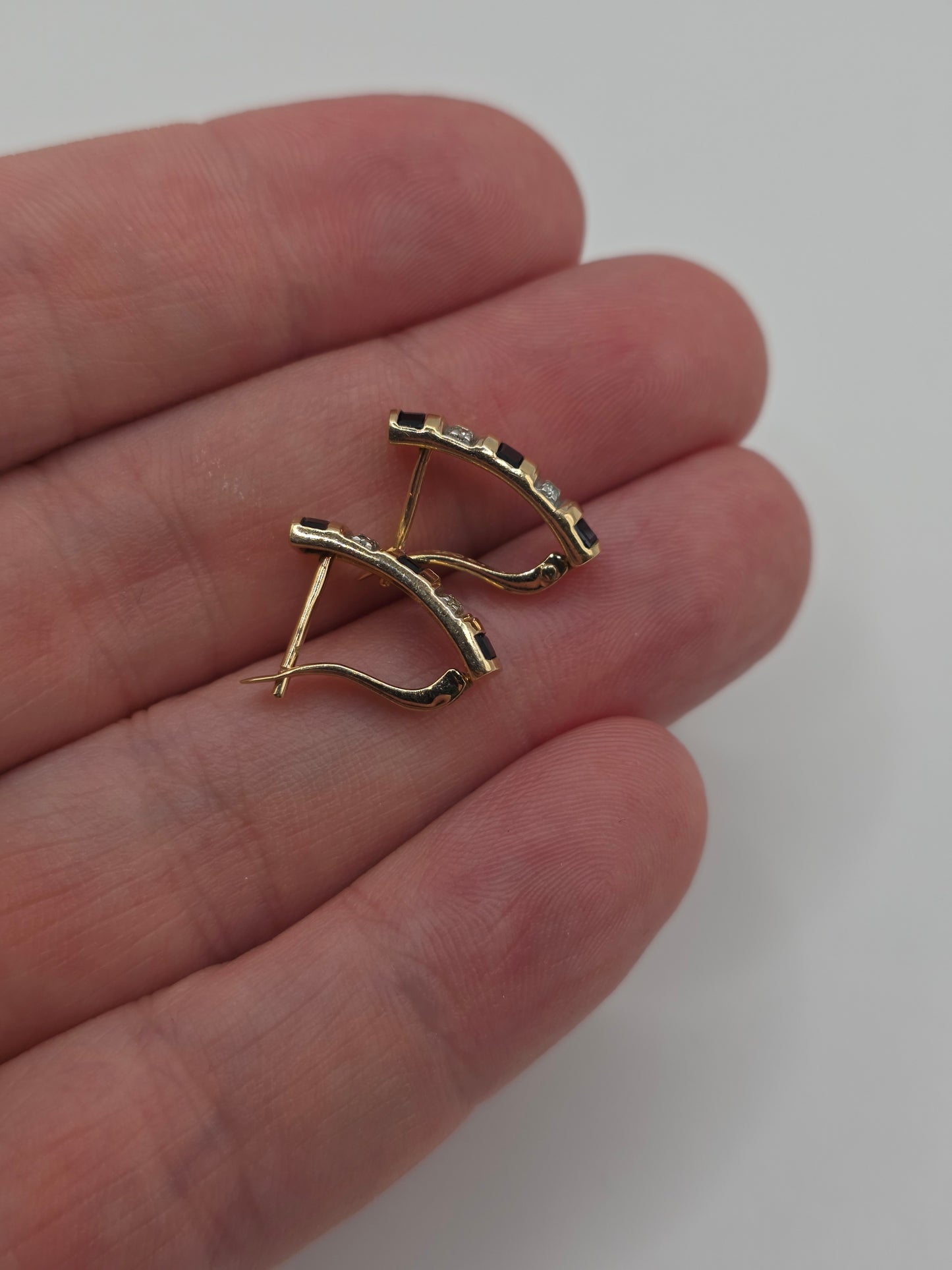 9ct gold sapphire and diamond earrings