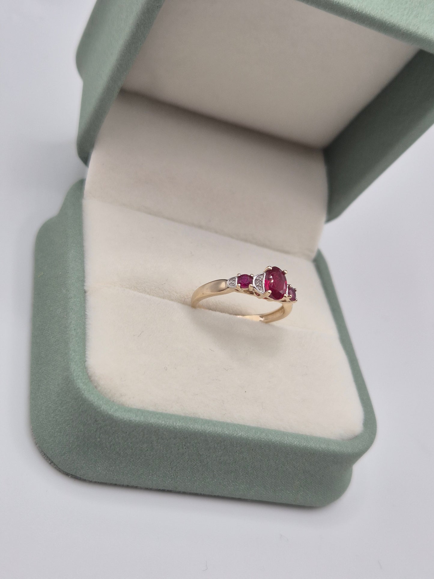 9ct gold ruby and diamond ring