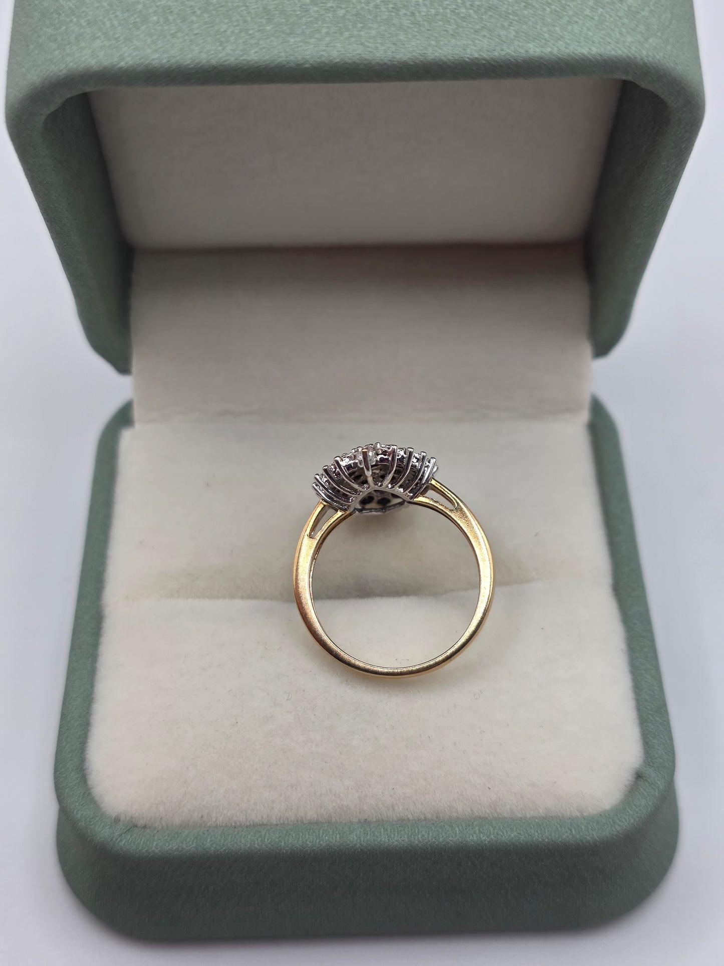 9ct gold diamond navette ring