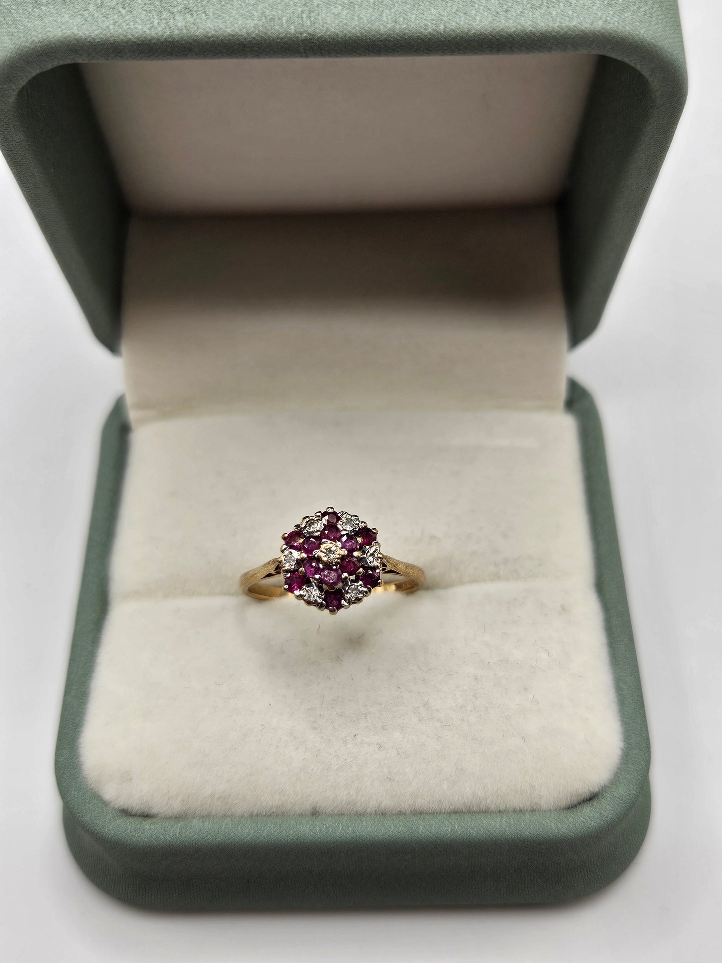 9ct gold ruby and diamond ring