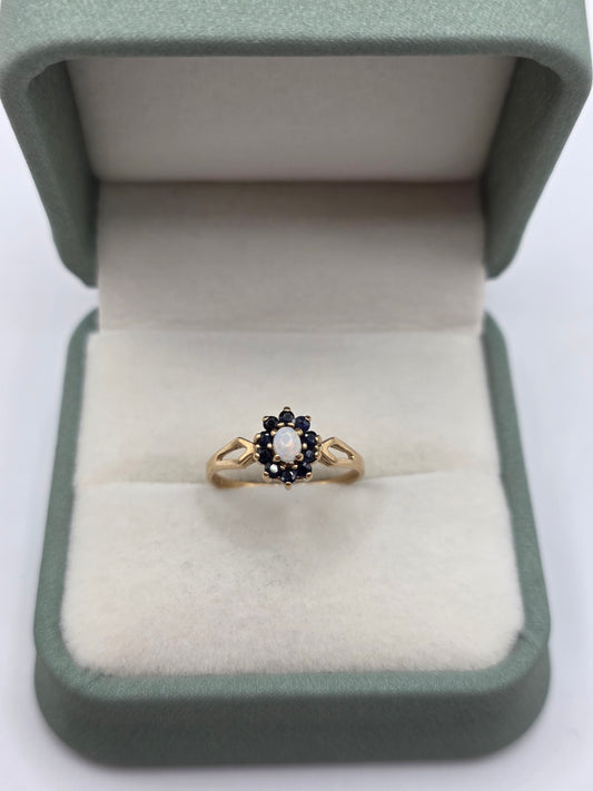 9ct gold opal and sapphire ring