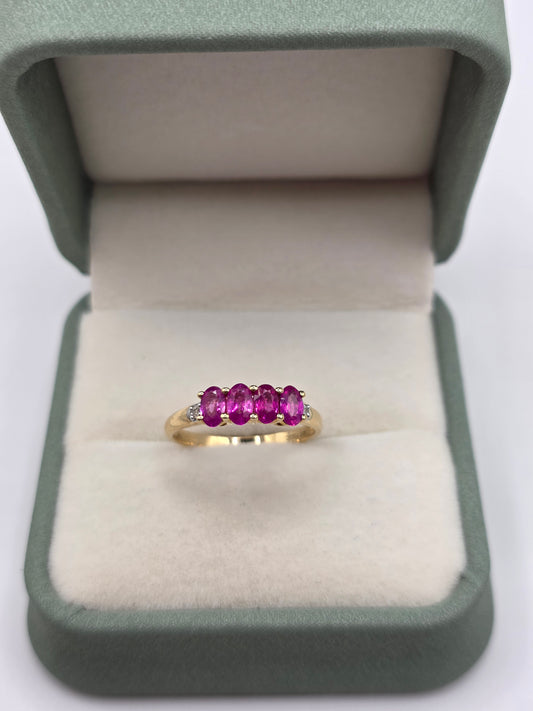 9ct gold pink sapphire and zircon ring