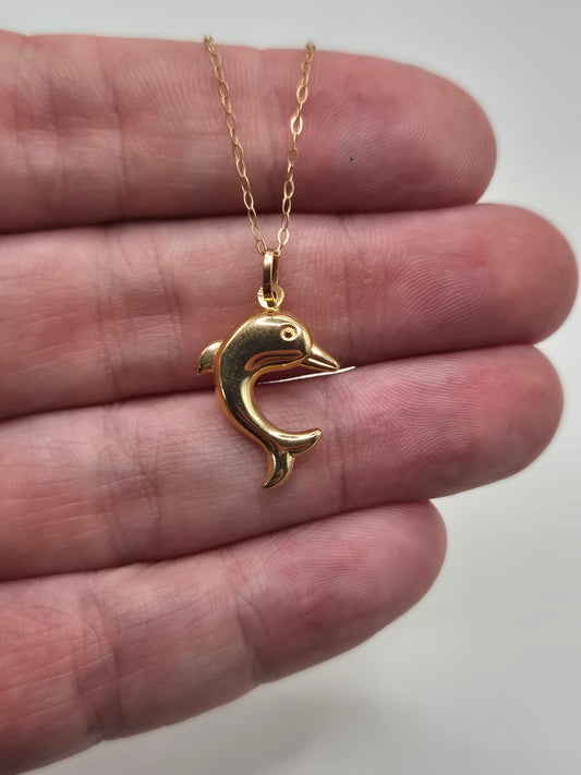 9ct gold dolphin necklace